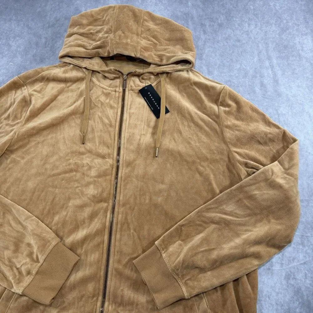 Vintage Sean John 2XL Y2K Velvet Velour Tracksuit Set Pants Hoodie Brown